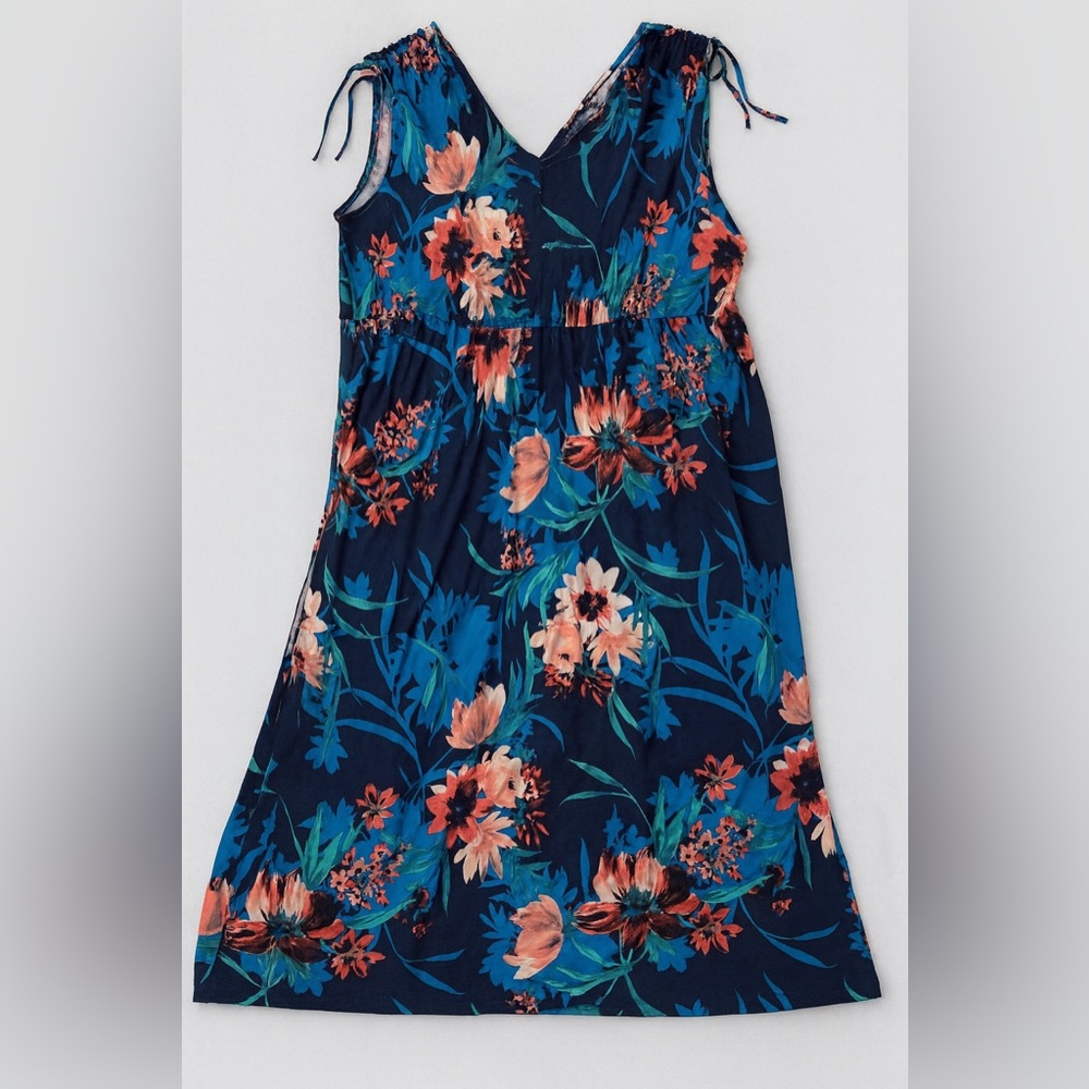 Iman Global Chic 3X Floral Maxi Dress - Navy Coral Tropical Print